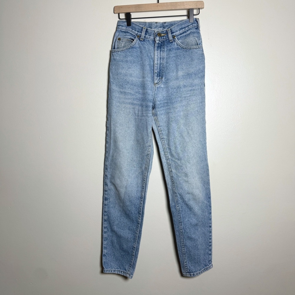 LL Bean VTG Womens High Waisted Tapered Leg Jeans 6 Blue Light Wash Denim 90s